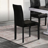 2x Steel Frame Black Leatherette Medium High Backrest Dining Chairs with Wooden legs V43-DC-ESPR-BL
