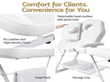 Zenses Beauty Bed with Stool, White, Adjustable Facial Massage Table, Tattoo Chair, Salon Services MT-CHR-F3-WH-80