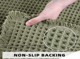 Set of 2 Waffle Bathroom Rugs, Super Absorbent Boho Bath Mats, Non-Slip Shower Mats for Bathroom V1258-DP02-WO-693