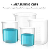 Transparent Plastic Measuring Jugs Set for Liquids 8Pcs V-Shaped Spout V1369-AZ3-W-20862