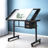 Artiss Drawing Desk Drafting Table Black DRAW-DESK-03-SI