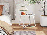 Metal Outdoor Side Table Round Patio Table, Rust-Resistant Small End Coffee Table for Balcony, V1338-WAK0051