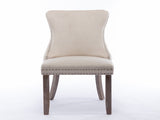 4x Velvet Upholstered Dining Chairs Tufted Wingback Side Chair with Studs Trim Solid Wood Legs for V226-SW8809BG-2