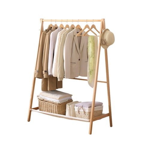 Levede Clothes Rack Wooden Wardrobe Natural CR1005-NT