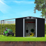 Wallaroo 10x8ft Zinc Steel Garden Shed with Open Storage - Black GSS-BSW-108O-BK