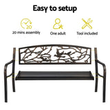 Gardeon Outdoor Bench Seat Garden Steel Outdoor Furniture 3 Seater Park Bronze GB-STEEL-XG220-BZ