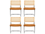 Artiss Dining Chairs Set of 4 PU Leather Rattan Cantilever Brown UPHO-C-DIN-2504-BRX4