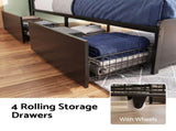 Artiss Queen Metal Bed Frame 4 Drawers Hidden Storage Headboard HEDY MBED-D-HEDY-Q-BK-ABC