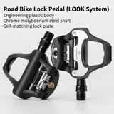 Self Lock Clip In Bike Pedals LOOK KEO Cleat MTB Road 700C Hybrid BMX - Rockbros Black V382-LOOKKEOPEDALSCLIPIN