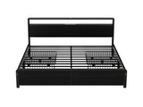 Artiss Metal Bed Frame Queen Size Storage Headboard Charge Station LED 4 Drawers MBED-C-SKY-Q-ALBK-ABC