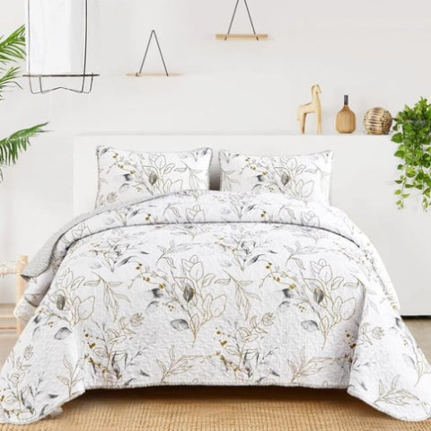 Breathtaking Quilted Coverlet and Pillowcases Set: Transform Your Bedroom's Look - Queen size V745-MAC080365Q13U