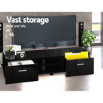 Artiss Entertainment Unit TV Cabinet 140cm Black Jim FURNI-N-GS-TV01-BK-AB