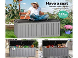 Gardeon Outdoor Storage Box 270L Container Lockable Garden Bench Tool Shed Grey OSB-S270-BKGE