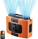 20000mAh Outdoor Portable Waist Fan Hanging Neck Fan Strong Wind with Power Bank LED Lighting for V413-20K-FAN-ORANGE