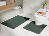 Green Bathroom Floor Mat Set - U-Shaped Toilet Mat 50*50cm & Rectangular 50x80cm Mat for Bathroom V888-ELOSUNG11789
