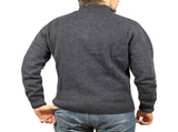 100% SHETLAND RAGG WOOL Half Zip Up Knit JUMPER Pullover Mens Sweater Knitted - Denim Blue V563-SW-HZ-DNMBLU45-6XL