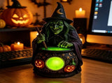 Witch Halloween Decor - Halloween Witch Lamp with Lighting Cauldron,Resin Scary Witch Figure V1370-AZ4-16190