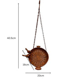 Hanging Cast-Iron Rust Birdfeeder w 2 Birds 41cm V637-74141BRD