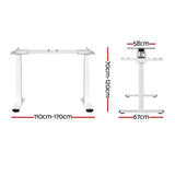 Artiss Standing Desk Frame Only Dual Motor Motorised White HASD-268-WH