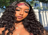 HeadBand Wig Curly Human Hair Wig None Lace Front Wigs for Women V1366-AZ2-W-12492