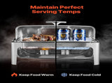 Roll Top Chafing Dish Buffet Complete Set, 9 Qt 1 Pack Stainless Steel Chafer with 2 Half Size Pans, V952-ZFXQFGK1JTYS0BDQ9V0