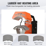 VEVOR Hat Heat Press Auto Cap Heat Press 3 Heating Pads Sublimation Transfer V952-ZDKMJ62439331U4GJV3