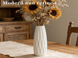 12-Inch White Ceramic Textured Vase for Modern Minimalist Home Decor V1370-AZ4-15160
