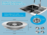 2 Pack All Metal Stainless Steel 3 in 1 Kitchen Sink Drain Strainer, Upgraded Anti-Rust Sink Stop V1259-DP01-A-2228