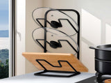 Three-layer Pot Lid Rack Kitchen Countertop Organizer for Cutting Board-Black V1161-600459