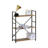 CARLA HOME 3 Tier Bookshelf - Industrial Display Shelf - Brown - Rustic - Steel - Living Room Office V178-36412