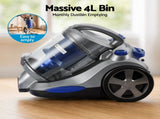 Devanti Vacuum Cleaner Bagless Canister 2000W 25kPa Powerful Suction 4L VAC-KB-8006-BU
