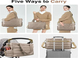 Dark Green Stylish Quilted Nylon Tote Bag - Large Capacity Diaper Nappy Bag for Travel & Stroller V888-ELOSUNG27623