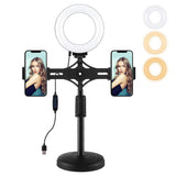 Horizontal Dual Phone Brackets Desktop Ring Light Kit - 4.7 Inch PRL-6903TKP