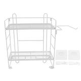 Toilet Storage Shelves Iron Wall Mounted 2 Layers Foldable Grid Home Decoration with Hooks for V1294-YM0716-3112220053011