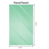 110x210cm Single Shower Glass Screen with White Wall Channel & Square Pole V63-929301