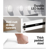 Artiss Dressing Table Set Stool 12 Led Bulbs White FURNI-Q-DRESS01-LED-WH-AB