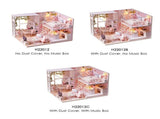 DIY Miniature Dollhouse Kit Wooden Hand-assembled Toy Set Tiny House Model with Furniture LED Light V1294-YM0901-LMH00182-B