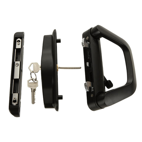 Sliding Patio Door Handle Set Mortise Lock Suitable for Sliding Glass Patio Door Keyed Black V324-SLDOORLC-BK-WK