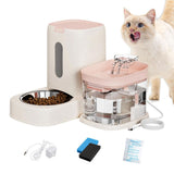 Automatic Cat Feeder and Water 2-in-1 Pet Automatic Fountain Food Bowl Spill-Proof Cat Waterer for V1107-134-35378-GRY