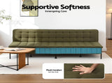 Artiss Sofa Bed, 1.9m 3-Seater Soft Innerspring Adjustable Couch Futon Chair for Apartment Dorm SBED-SPR-VEL8193-GN