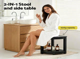Gardeon Outdoor Coffee Side Table HDPE Desk Corner Shower Stool Bench Seat with Storage Shelf Black FF-BEACH-DESK-HECOR-BK