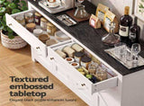 Artiss Buffet Sideboard Storage Cabinet Kitchen Cupboard 2 Drawers 140CM Black FUR-C-SID140-BK-AB