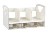 Magazine File Book Holder ABS Desktop Bookshelf Organizer with Drawer for Bedroom Office V1294-YM0901-3117240218011