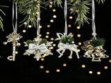 12pk Mixed White Gold Xmas Tree Baubles All 4 Designs Pack V1221-XM-LB102-010