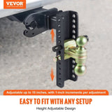 Adjustable Trailer Hitch, 25.4 cm Drop & 21.59 cm Rise Hitch Ball Mount with 5.08 cm Receiver, Solid V952-SQTQJTCB22253VXAJV0