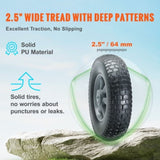 VEVOR Solid PU Run-Flat Tire Wheel, 254 mm, 2-Pack, 81.6 kg Dynamic Load, 99.8 kg Static Load, Flat V952-FPLJAZPU180LBKDVKV0