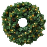 Christabelle 61cm Christmas Wreath Yuletide Glow with Pine Cones and LED Lights Front Door Dec WRH-SJ3-24I