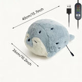 USB Heated Seal Plush Pillow with Temperature Control & Timer Soft Fleece Warming Buddy for Bed, V1341-ZY-ZE7JD333-BROWN