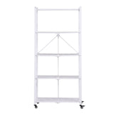 Artiss 5-Tier Foldable Kitchen Bakers Rack 71x160cm Microwave Stand White KR-MEL-5S-FOLD78-WH