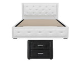 Artiss King Single Bed Frame Storage White Leather Gas Lift Bed Black Bedside Table Set BFRAME-SET-NINO-BSIDE-KS